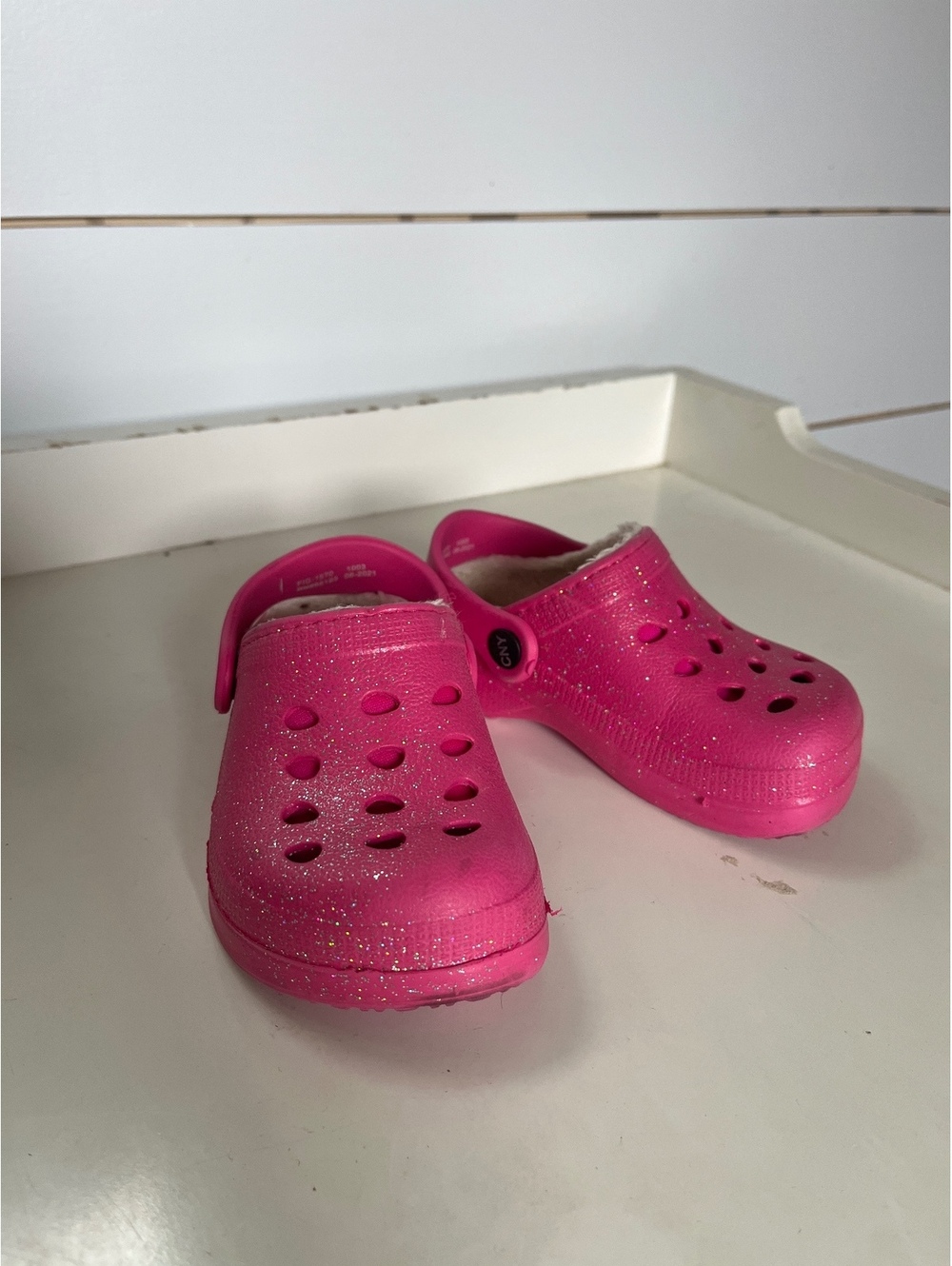 Carter's Pink Glitter Fleece-Lined Clogs for Toddlers Size 6/7